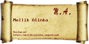 Mellik Alinka névjegykártya